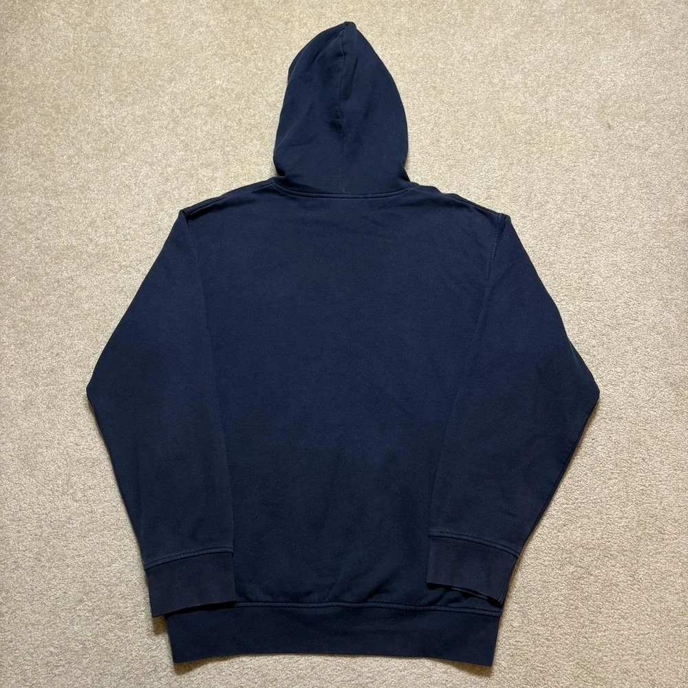 Vtg Nike Hoodie Sweatshirt Mens Large Navy Blue Faded Gold Center Swoosh Y2K 00s